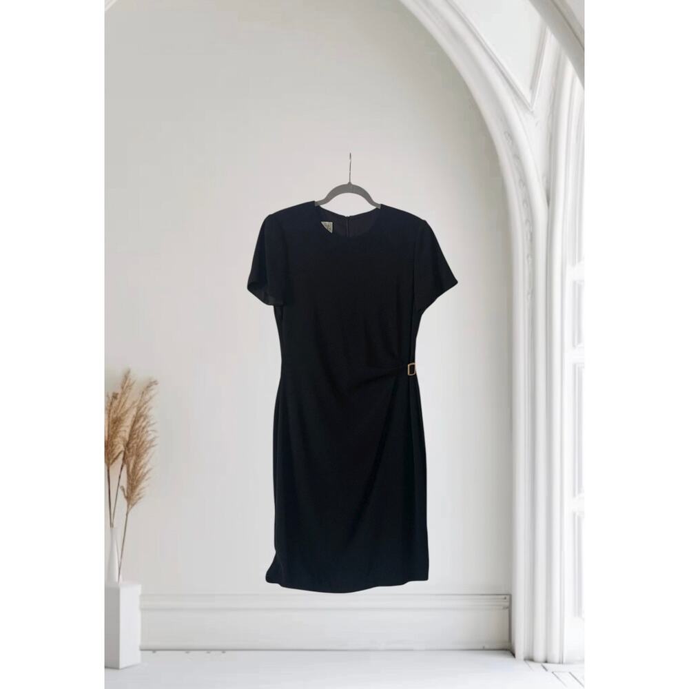 David Warren Dress Black Short Sleeve Lined dress Buckle Size 10
